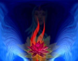 Hoa sen Chân Ngã (Egoic Lotus) - Tác phẩm của Duane Carpenter - http://www.light-weaver.com/ Đằng sau hoa sen là hình ảnh của đấng Thái dương Thiên Thần